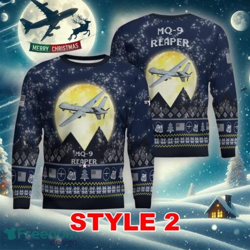 MQ-9 Reaper MQ9 Aircraft Moonlight Multi Color Ugly Christmas Sweater Gift For Men And Women - MQ-9 Reaper MQ9 Aircraft Moonlight Ugly Christmas Sweater_3