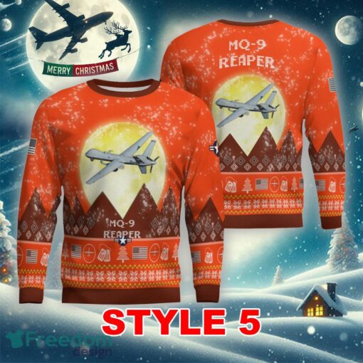 MQ-9 Reaper MQ9 Aircraft Moonlight Multi Color Ugly Christmas Sweater Gift For Men And Women - MQ-9 Reaper MQ9 Aircraft Moonlight Ugly Christmas Sweater_9