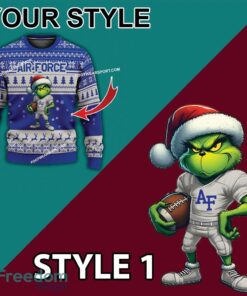 Multi Style Grinch Air Force Falcons Ugly Christmas Sweater Gift For Adult - Grinch Air Force Falcons Ugly Christmas Sweater Photo 3