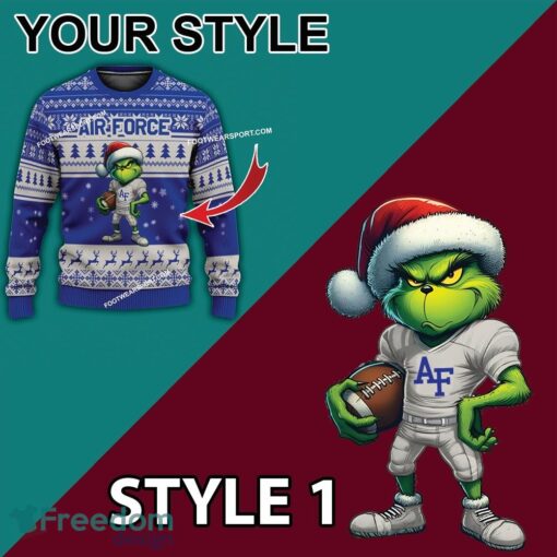 Multi Style Grinch Air Force Falcons Ugly Christmas Sweater Gift For Adult - Grinch Air Force Falcons Ugly Christmas Sweater Photo 3