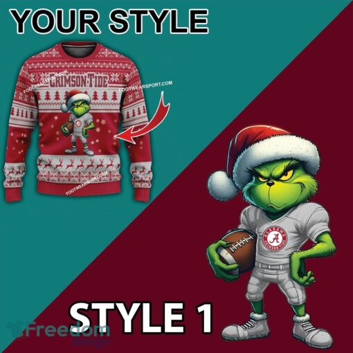 Multi Style Grinch Alabama Crimson Tide Knitted Christmas Sweater AOP Gift For Men And Women - Grinch Alabama Crimson Tide Ugly Christmas Sweater Photo 3