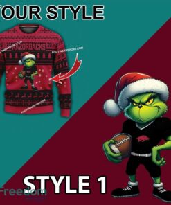 Multi Style Grinch Arkansas Razorbacks Ugly Christmas Sweater Gift For Men And Women - Grinch Arkansas Razorbacks Ugly Christmas Sweater Photo 3