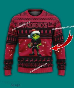 Multi Style Grinch Arkansas Razorbacks Ugly Christmas Sweater Gift For Men And Women - Grinch Arkansas Razorbacks Ugly Christmas Sweater Photo 1