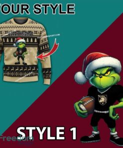 Multi Style Grinch Army West Point Black Knights Ugly Christmas 3D Sweater Gift Holidays - Grinch Army West Point Black Knights Ugly Christmas Sweater Photo 3