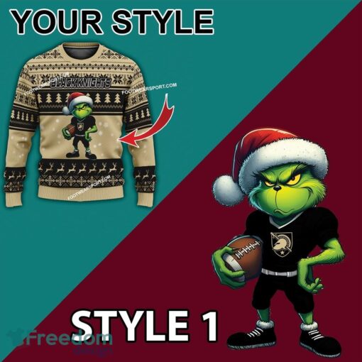 Multi Style Grinch Army West Point Black Knights Ugly Christmas 3D Sweater Gift Holidays - Grinch Army West Point Black Knights Ugly Christmas Sweater Photo 3