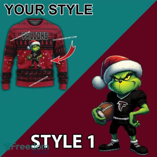 Multi Style Grinch Atlanta Falcons Ugly Christmas Sweater Gift For Adult - Grinch Atlanta Falcons Ugly Christmas Sweater Photo 3