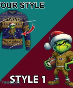 Multi Style Grinch Baltimore Ravens Ugly Xmas Sweater Gift For Men And Women - Grinch Baltimore Ravens Ugly Christmas Sweater Photo 3