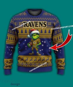 Multi Style Grinch Baltimore Ravens Ugly Xmas Sweater Gift For Men And Women - Grinch Baltimore Ravens Ugly Christmas Sweater Photo 1