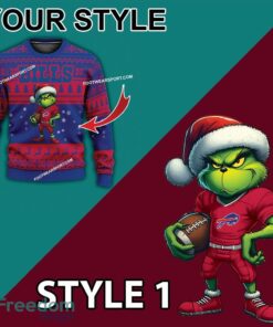 Multi Style Grinch Buffalo Bills Knitted Christmas Sweater AOP Gift For Adult image Multi Style Grinch Buffalo Bills Knitted Christmas Sweater AOP Gift For Adult - Grinch Buffalo Bills Ugly Christmas Sweater Photo 3