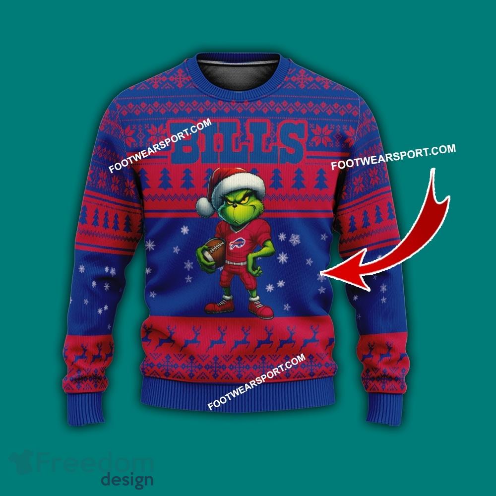 Multi Style Grinch Buffalo Bills Knitted Christmas Sweater AOP Gift For Adult image Multi Style Grinch Buffalo Bills Knitted Christmas Sweater AOP Gift For Adult - Grinch Buffalo Bills Ugly Christmas Sweater Photo 1