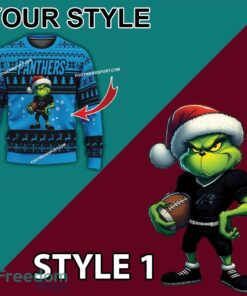 Multi Style Grinch Carolina Panthers Knitted Christmas Sweater AOP Gift For Men And Women image Multi Style Grinch Carolina Panthers Knitted Christmas Sweater AOP Gift For Men And Women - Grinch Carolina Panthers Ugly Christmas Sweater Photo 3