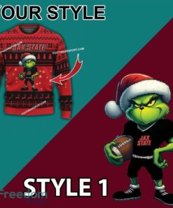 Multi Style Grinch Jacksonville State Gamecocks Knitted Christmas Sweater Gift For Men And Women image Multi Style Grinch Jacksonville State Gamecocks Knitted Christmas Sweater Gift For Men And Women - Grinch Jacksonville State Gamecocks Ugly Christmas Sweater Photo 3