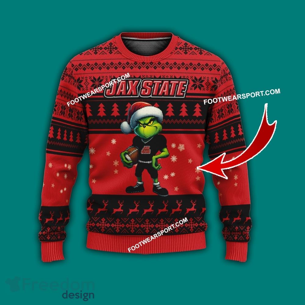 Multi Style Grinch Jacksonville State Gamecocks Knitted Christmas Sweater Gift For Men And Women image Multi Style Grinch Jacksonville State Gamecocks Knitted Christmas Sweater Gift For Men And Women - Grinch Jacksonville State Gamecocks Ugly Christmas Sweater Photo 1