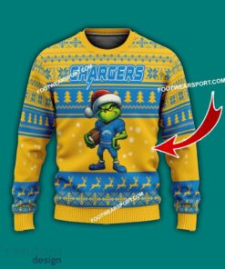 Multi Style Grinch Los Angeles Chargers Knitted Christmas Sweater AOP Gift For Adult