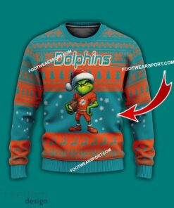 Multi Style Grinch Miami Dolphins Knitted Christmas Sweater Gift For Adult