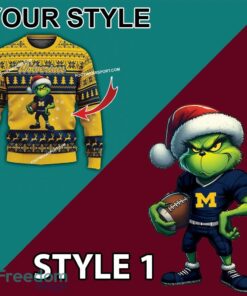 Multi Style Grinch Michigan Wolverines Ugly Christmas Sweater Gift For Men And Women image Multi Style Grinch Michigan Wolverines Ugly Christmas Sweater Gift For Men And Women - Grinch Michigan Wolverines Ugly Christmas Sweater Photo 3