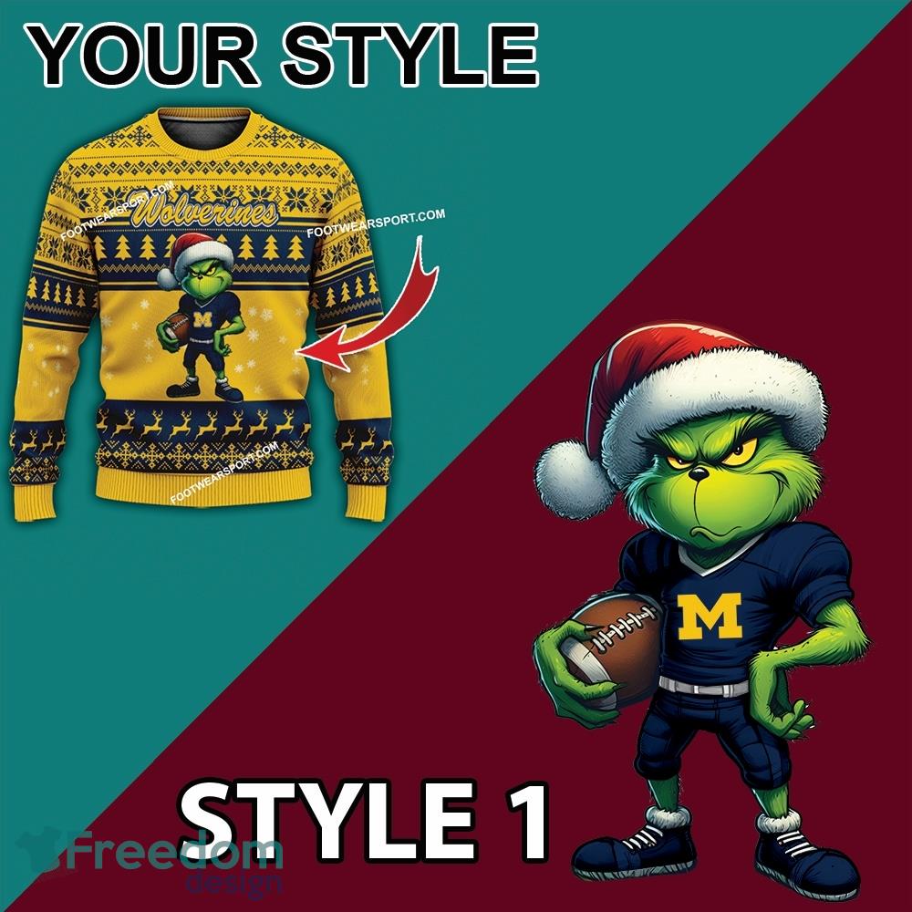 Multi Style Grinch Michigan Wolverines Ugly Christmas Sweater Gift For Men And Women image Multi Style Grinch Michigan Wolverines Ugly Christmas Sweater Gift For Men And Women - Grinch Michigan Wolverines Ugly Christmas Sweater Photo 3