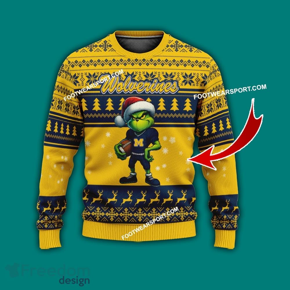 Multi Style Grinch Michigan Wolverines Ugly Christmas Sweater Gift For Men And Women image Multi Style Grinch Michigan Wolverines Ugly Christmas Sweater Gift For Men And Women - Grinch Michigan Wolverines Ugly Christmas Sweater Photo 1