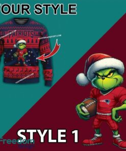 Multi Style Grinch New England Patriots Knitted Christmas Sweater AOP Gift For Adult image Multi Style Grinch New England Patriots Knitted Christmas Sweater AOP Gift For Adult - Grinch New England Patriots Ugly Christmas Sweater Photo 3