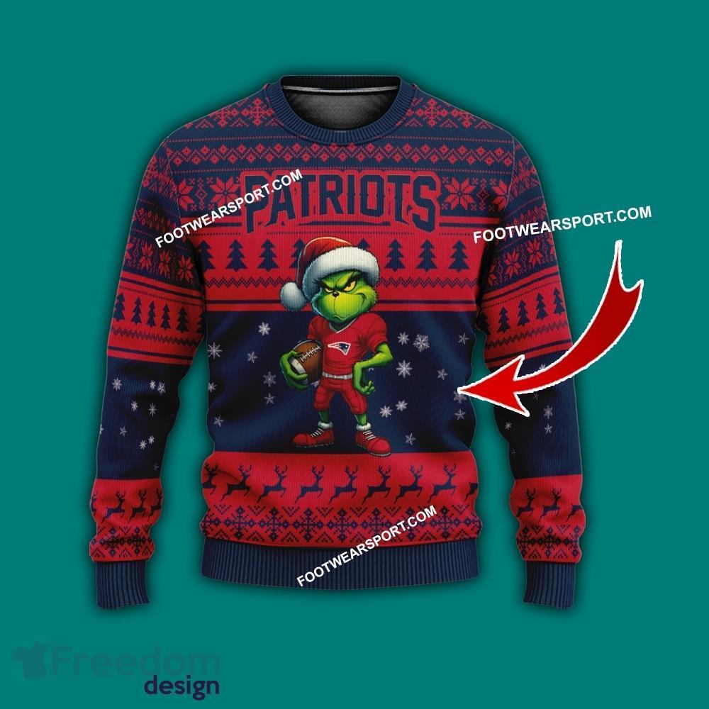 Multi Style Grinch New England Patriots Knitted Christmas Sweater AOP Gift For Adult image Multi Style Grinch New England Patriots Knitted Christmas Sweater AOP Gift For Adult - Grinch New England Patriots Ugly Christmas Sweater Photo 1