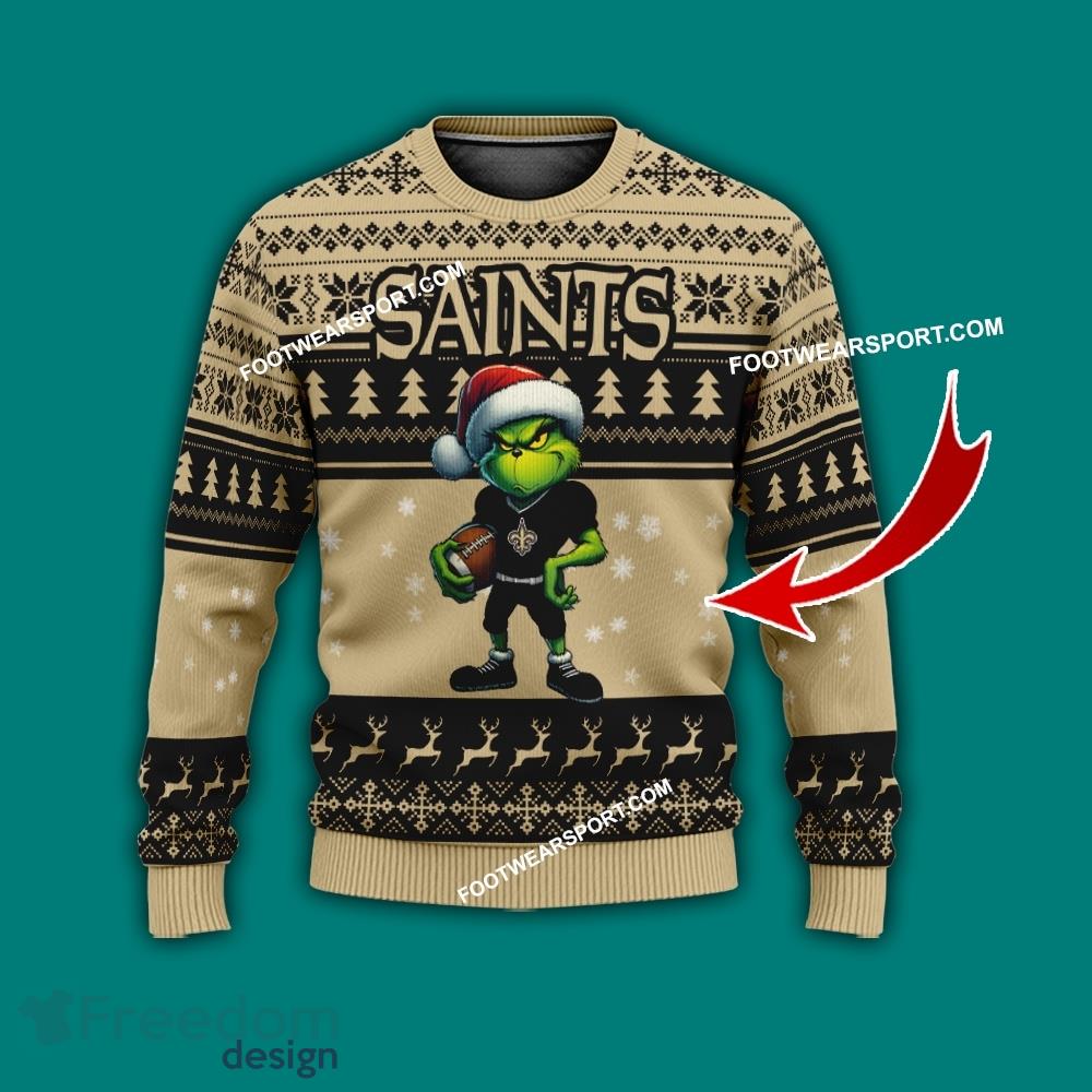 Multi Style Grinch New Orleans Saints Ugly Christmas Sweater Gift Holidays image Multi Style Grinch New Orleans Saints Ugly Christmas Sweater Gift Holidays - Grinch New Orleans Saints Ugly Christmas Sweater Photo 1