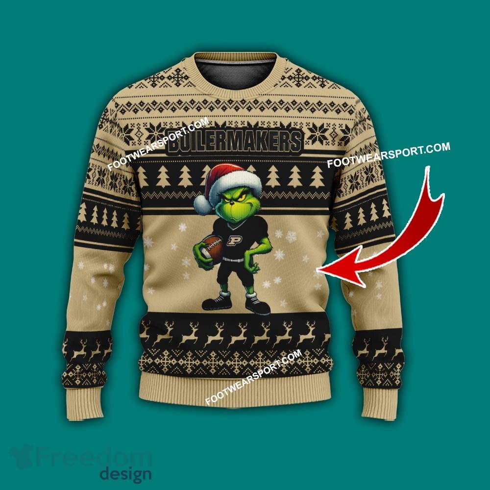 Multi Style Grinch Purdue Boilermakers Knitted Christmas Sweater Gift For Men And Women image Multi Style Grinch Purdue Boilermakers Knitted Christmas Sweater Gift For Men And Women - Grinch Purdue Boilermakers Ugly Christmas Sweater Photo 1
