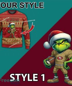 Multi Style Grinch San Francisco 49ers Ugly Christmas Sweater Gift Holidays image Multi Style Grinch San Francisco 49ers Ugly Christmas Sweater Gift Holidays - Grinch San Francisco 49ers Ugly Christmas Sweater Photo 3