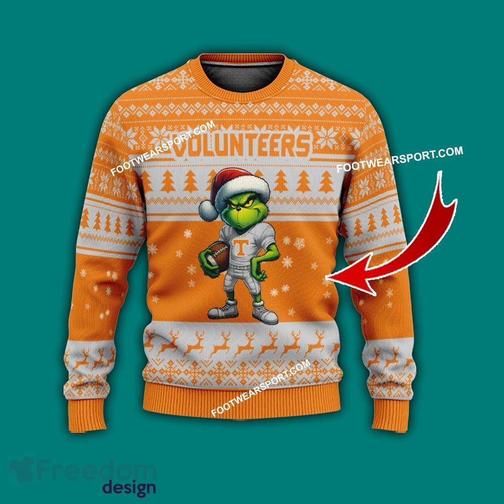 Multi Style Grinch Tennessee Volunteers Knitted Christmas Sweater Gift For Men And Women image Multi Style Grinch Tennessee Volunteers Knitted Christmas Sweater Gift For Men And Women - Grinch Tennessee Volunteers Ugly Christmas Sweater Photo 1