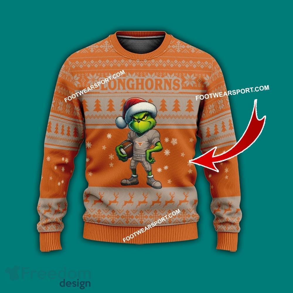 Multi Style Grinch Texas Longhorns Ugly Christmas Sweater Gift For Men And Women image Multi Style Grinch Texas Longhorns Ugly Christmas Sweater Gift For Men And Women - Grinch Texas Longhorns Ugly Christmas Sweater Photo 1