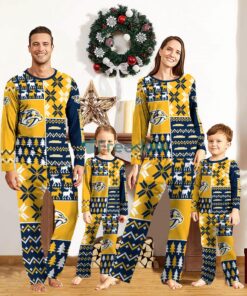 Nashville Predators Pajamas Set Christmas snowflake pattern Cute Pajamas For Family Christmas Gift Ideas Custom Name Product Photo 1