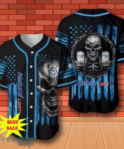 Natural Light Beer Skull USA Flag Baseball Jersey for All Genders