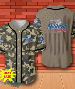 Natural Light Camouflage Green United States Flag Baseball Jersey for All Genders