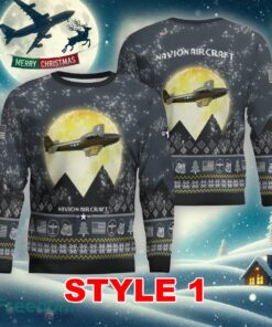 Navion Aircraft Aircraft Moonlight Multi Color Ugly Christmas 3D Sweater Gift For Adult - Navion Aircraft Aircraft Moonlight Ugly Christmas Sweater_1