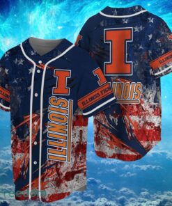 NCAA Illinois Fighting Illini Logo Design Baseball Jersay Shirt Full Print