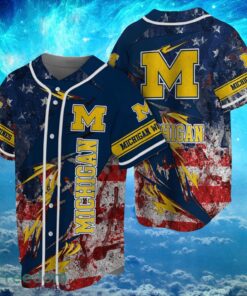 NCAA Michigan Wolverines Logo Design Baseball Jersay Shirt Full Print Product Photo 1