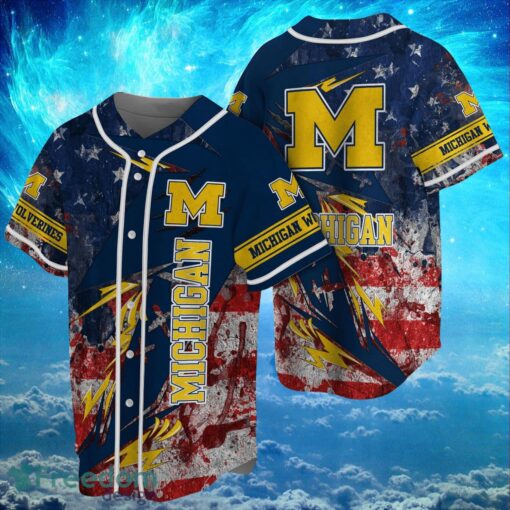 NCAA Michigan Wolverines Logo Design Baseball Jersay Shirt Full Print Product Photo 1