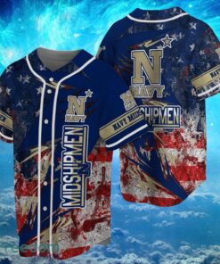 NCAA Navy Midshipmen Logo Design Baseball Jersay Shirt Full Print Product Photo 1