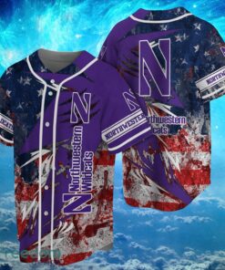 NCAA Northwestern Wildcats Logo Design Baseball Jersay Shirt Full Print Product Photo 1