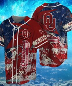 NCAA Oklahoma Sooners Logo Design Baseball Jersay Shirt Full Print Product Photo 1