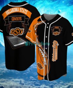 NCAA Oklahoma State Cowboys Logo Design Fire Ball Baseball Jersey Shirt Full Print