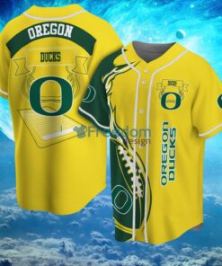 NCAA Oregon Ducks Logo Design Fire Ball Baseball Jersey Shirt Full Print