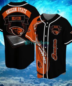 NCAA Oregon State Beavers Logo Design Fire Ball Baseball Jersey Shirt Full Print