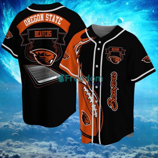 NCAA Oregon State Beavers Logo Design Fire Ball Baseball Jersey Shirt Full Print Product Photo 1