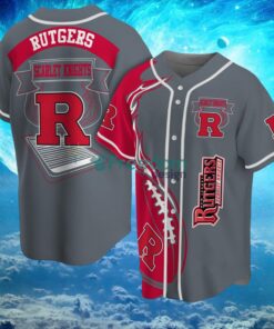 NCAA Rutgers Scarlet Knights Logo Design Fire Ball Baseball Jersey Shirt Full Print