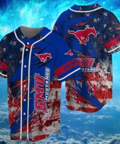 NCAA Smu Mustangs Logo Design Baseball Jersay Shirt Full Print Product Photo 1