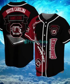 NCAA South Carolina Gamecocks Logo Design Fire Ball Baseball Jersey Shirt Full Print