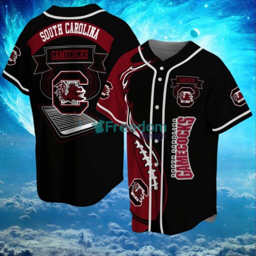 NCAA South Carolina Gamecocks Logo Design Fire Ball Baseball Jersey Shirt Full Print Product Photo 1