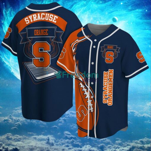 NCAA Syracuse Orange Logo Design Fire Ball Baseball Jersey Shirt Full Print Product Photo 1