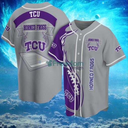 NCAA Tcu Horned Frogs Logo Design Fire Ball Baseball Jersey Shirt Full Print Product Photo 1