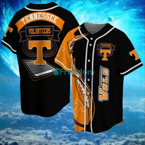 NCAA Tennessee Volunteers Logo Design Fire Ball Baseball Jersey Shirt Full Print Product Photo 1